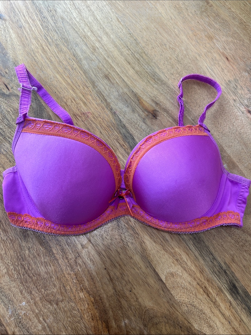 Greta Purple & Orange Lace Trim Bra